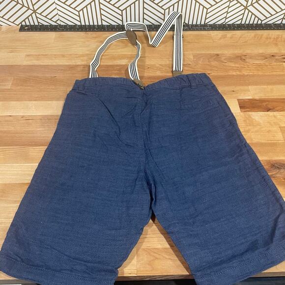 H&M boys long shirts with suspenders US 9-10 blue 100% cotton fancy preppy - Picture 3 of 5